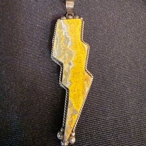 Native American Bumblebee Jasper Lightning Bolt Pendant